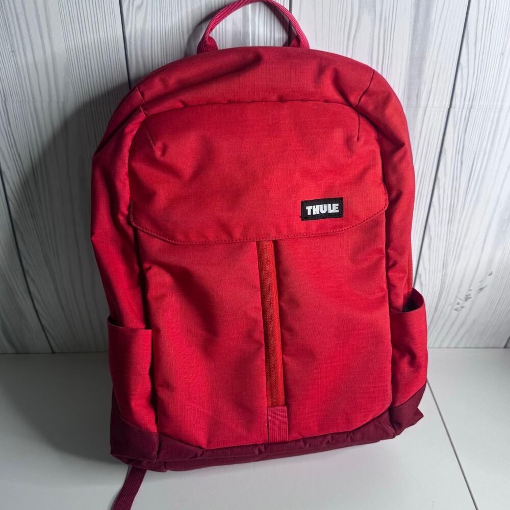 Thule Lithos Laptop Backpack Red  Bag Lightweight Padded Multi-Pocket 18x13